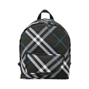 Burberry博柏利男女同款Shield格纹设计拉链双肩包男女同款