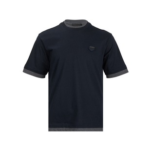 T恤男春夏2026年新品 休闲罗纹针织圆领全棉短袖 普拉达男士 Prada