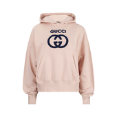 GUCCI古驰女士Logo字母刺绣拼色连帽长袖 卫衣女