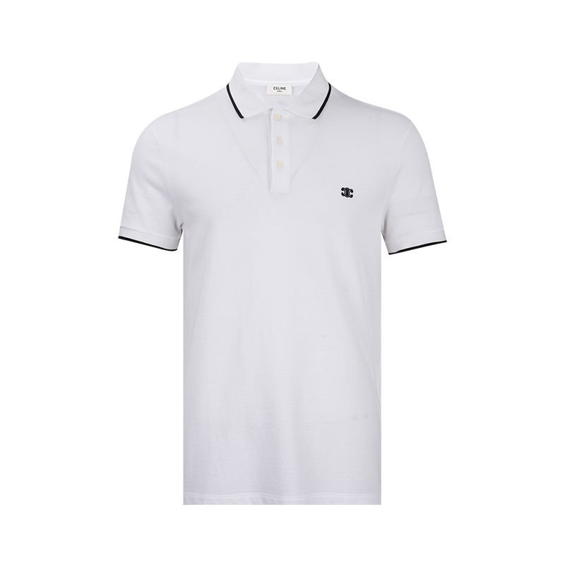 赛琳男士Logo印花翻领短袖T恤