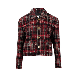 CELINE赛琳女士格纹羊毛衬衫领保暖夹克外套女秋冬2026年新品推广