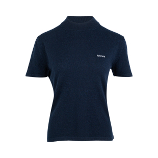 T恤女2026新品 羊绒短袖 推选 MIU缪缪女士罗纹圆领徽标短袖 MIU