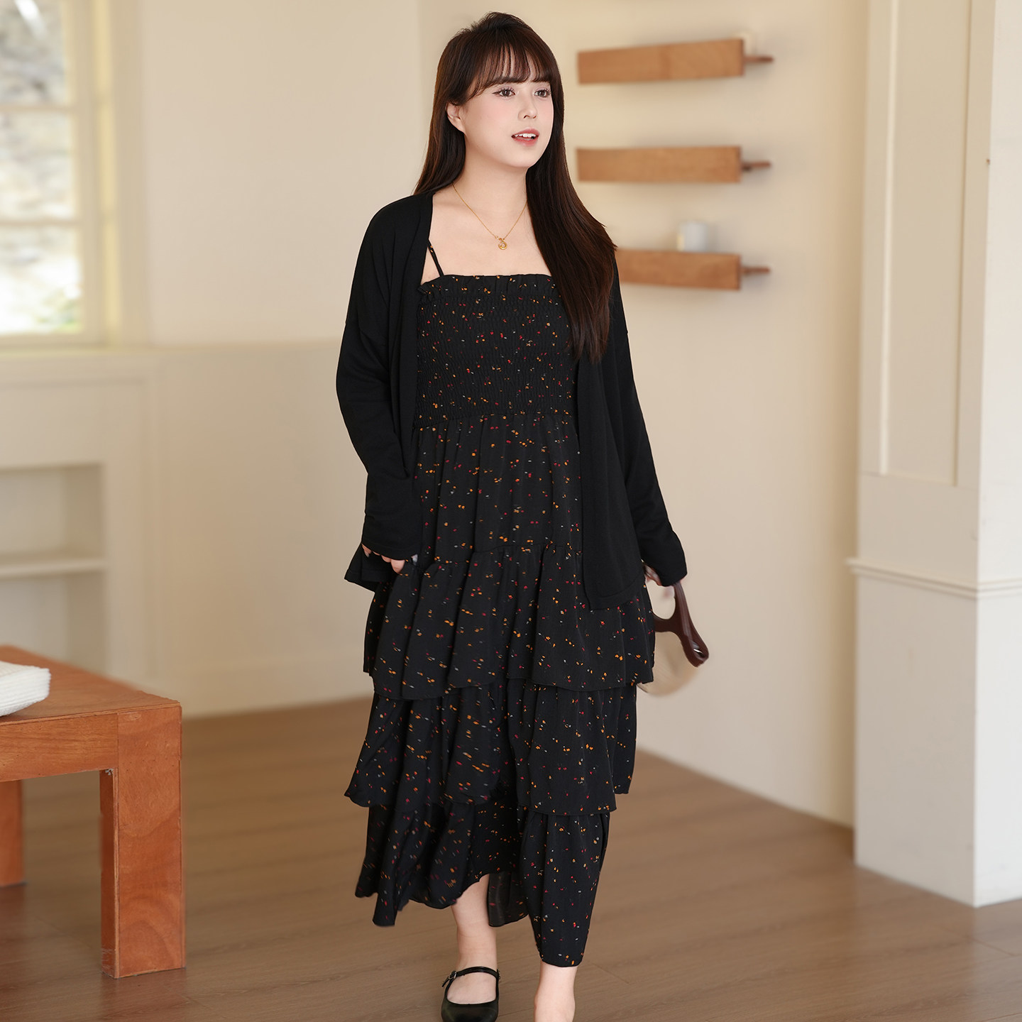 慕翎大码女装碎花吊带裙开衫两件套胖妹妹mm显瘦遮肉蛋糕裙套装,女装/女士精品,大码套装,淘宝优惠券,粉丝福利购,淘宝优惠卷