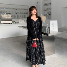 慕翎大码女装春装2020年新款连衣裙针织开衫上衣套装胖妹妹mm显瘦