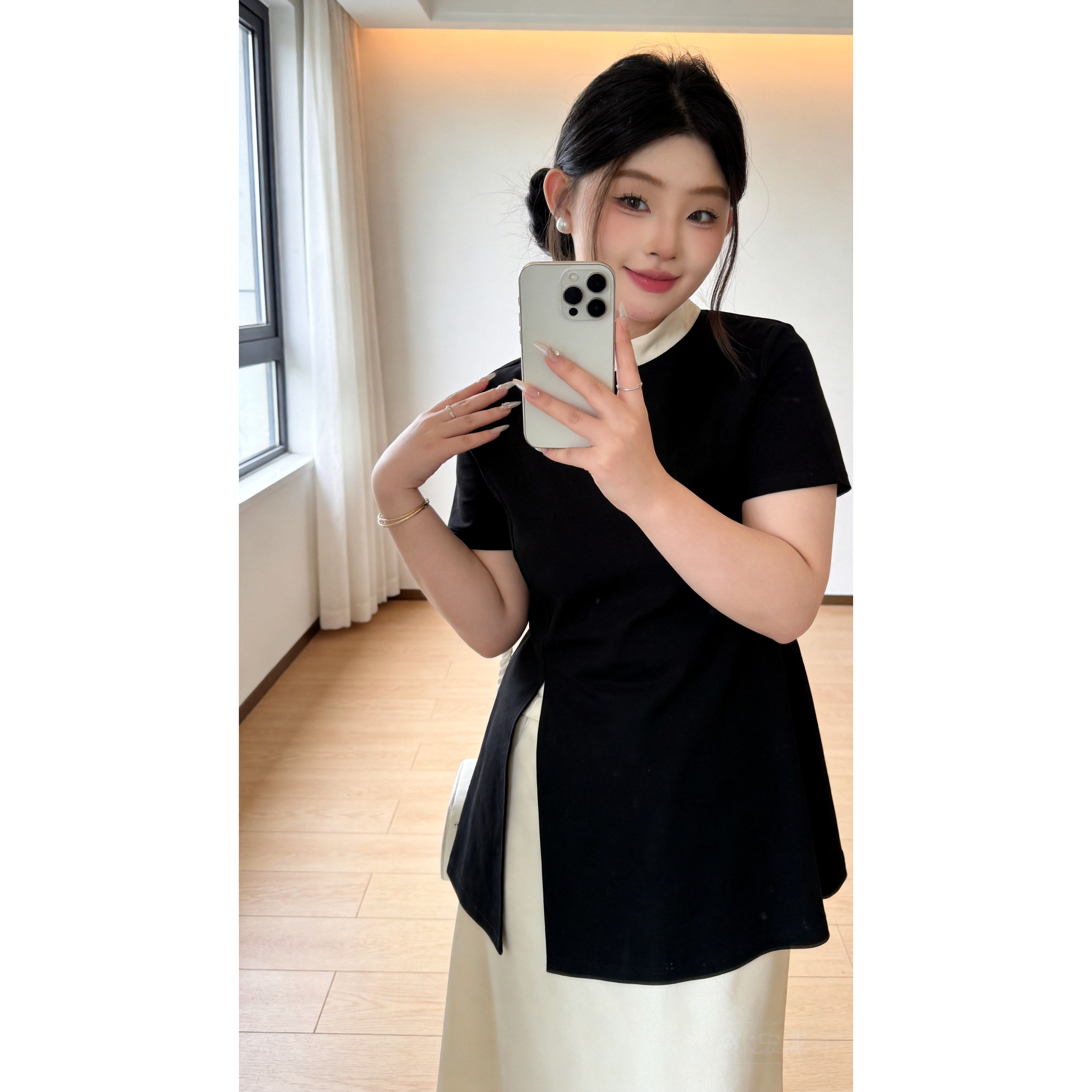 慕翎大码女装法式轻熟风两件套夏季通勤气质荷叶边长裙微胖mm套装