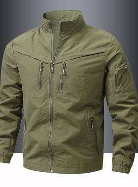 2026年春秋季户外运动夹克男士防风防水薄款宽松大码休闲立领外套