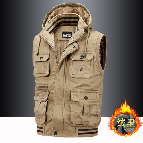 加绒连帽马甲男款秋冬季加厚坎肩