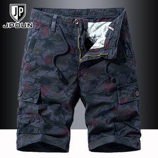 五分裤 夏季 男多口袋宽松直筒潮牌潮流百搭休闲中裤 短裤 子 迷彩工装