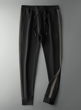 卫裤男春秋薄款休闲长裤韩版潮流纯色弹力宽松黑色运动裤轻奢春季