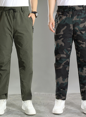 军旅风工装裤男宽松束脚户外休闲裤军绿色多口袋运动长裤