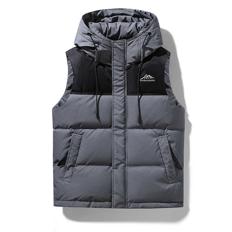 羽绒马甲男连帽背心外套