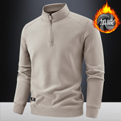 半拉链卫衣男德绒秋冬季 上衣保暖双面绒打底衫 加绒加厚套头抓绒衣