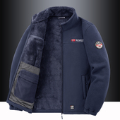 摇粒绒外套男加绒加厚保暖卫衣宽松大码 秋冬季 户外休闲立领抓绒衣