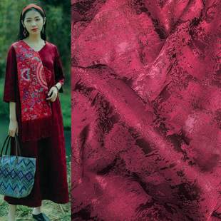 秋冬新款丝麻肌理感提花面料 加厚款棉服裤装靠垫禅服外套面料