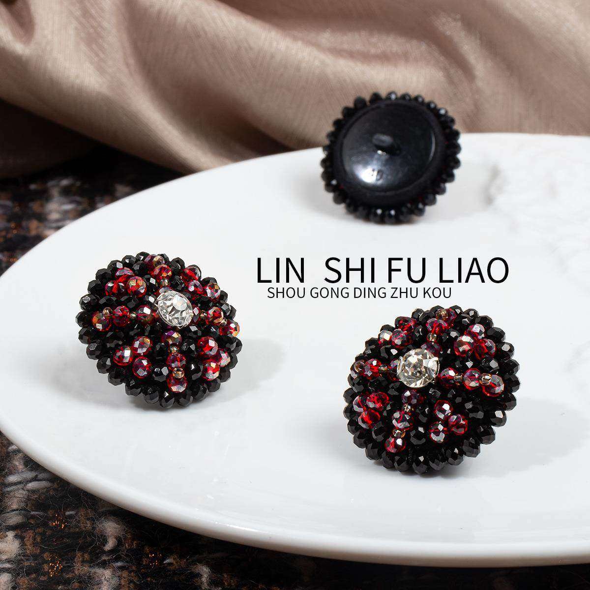 小香风时尚水晶玻璃钉珠扣子手工手缝纽扣潮流皮草大衣外套装饰扣,居家布艺,纽扣,淘宝优惠券,粉丝福利购,淘宝优惠卷