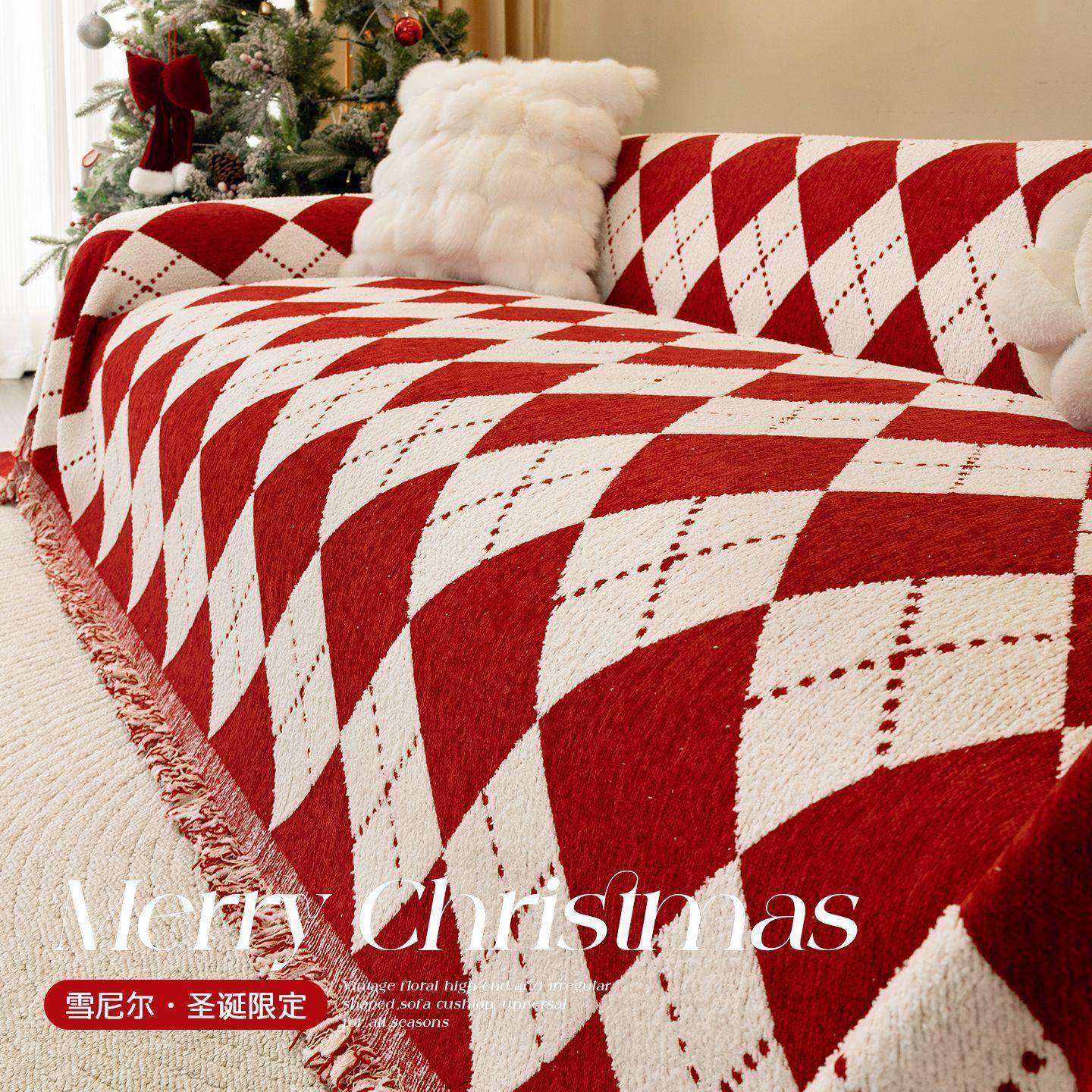 四季通用雪尼尔沙发盖布巾2026新款圣诞简约现代沙发垫一整张全盖,居家布艺,沙发垫,淘宝优惠券,粉丝福利购,淘宝优惠卷