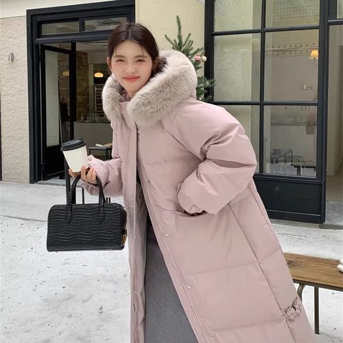 新国标90白鸭绒极寒中长款羽绒服