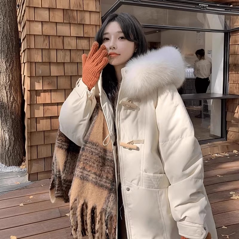 新国标90白鸭绒极寒中长款羽绒服