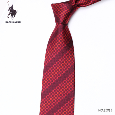 PAOLU&VERN保罗9cm宽版红蓝色条纹领带男商务拉链手打免打结婚礼