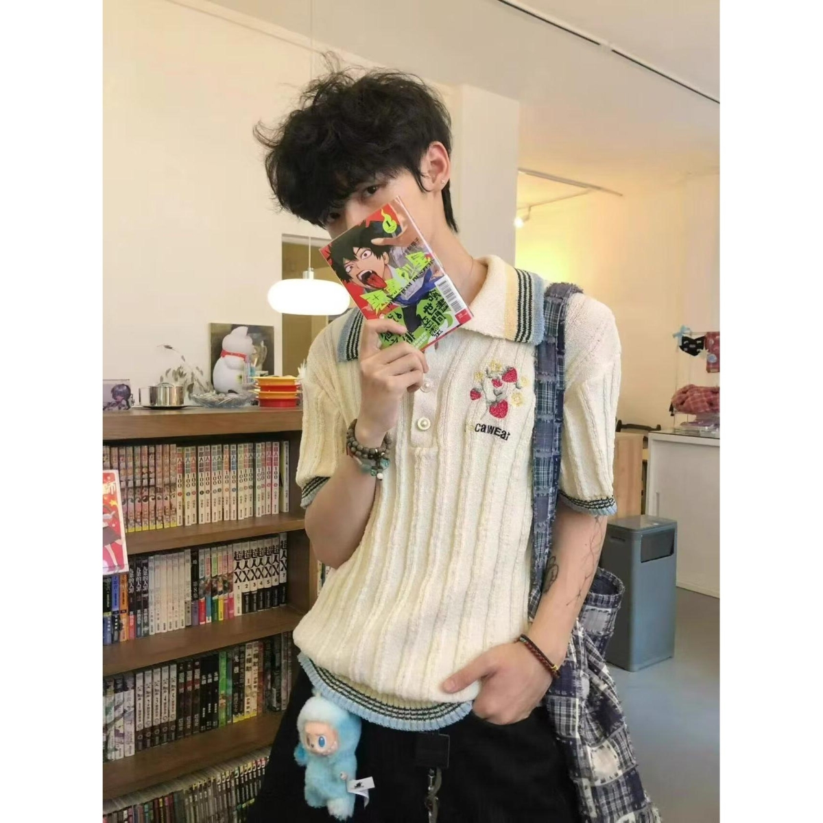 夏季假日系列毛巾布条纹珍珠扣刺绣polo衫男女美式cleanfi短袖T恤