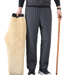 冬季老年人棉裤男加厚外穿80岁老爷爷羊羔绒70岁老人爸爸加绒裤子