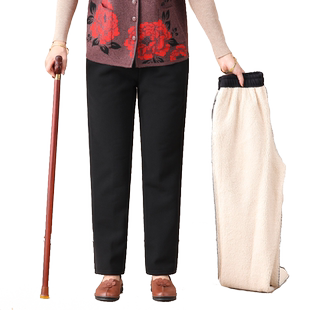 冬季老年人加绒裤子女70岁老人奶奶加厚羊羔绒裤子秋冬妈妈装棉裤