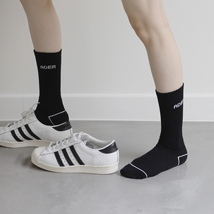 韩国ulzzang港风原宿简约中筒袜子 字母BF风纯棉潮男女情侣长袜子