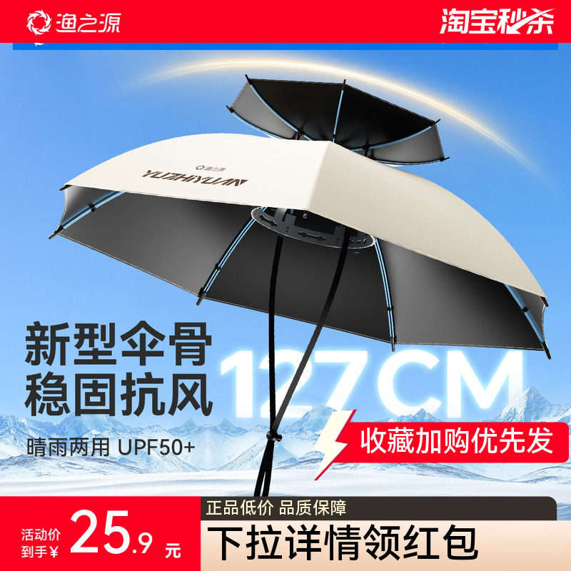 渔之源伞帽头戴式防晒晴雨两用