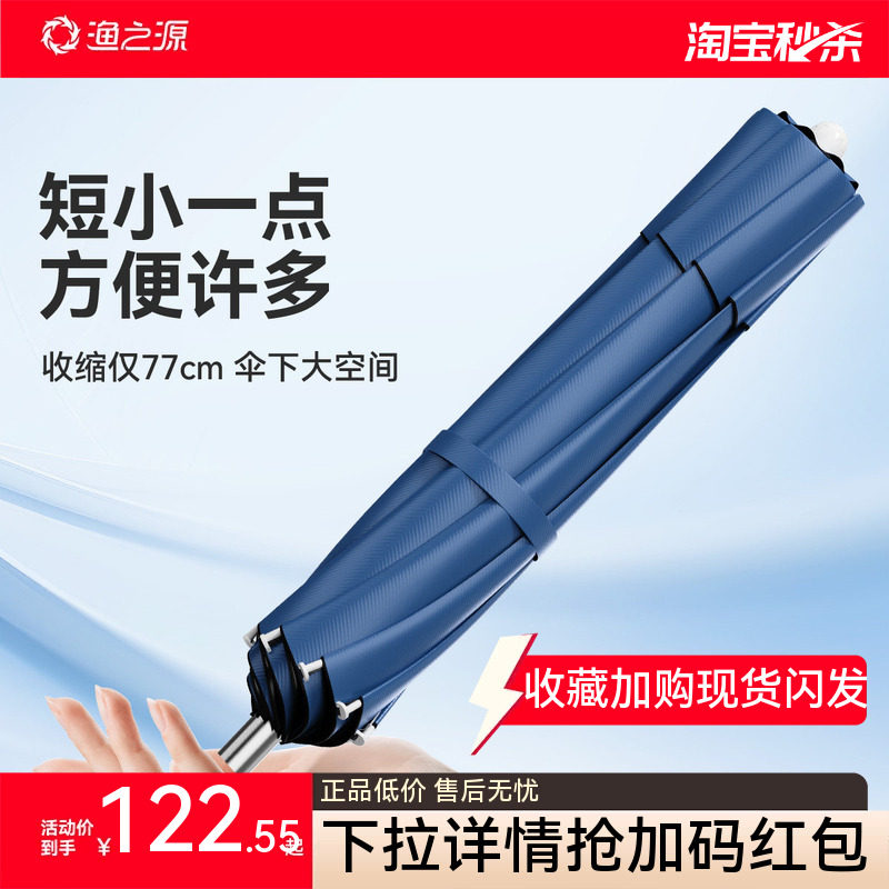 渔之源三折叠钓鱼伞小型可折叠户外遮阳伞轻便新型沙滩伞钓鱼雨伞