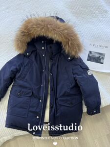 儿童羽绒服新年压轴款2023冬装貉子毛领鸭绒加厚防风中长款羽绒服