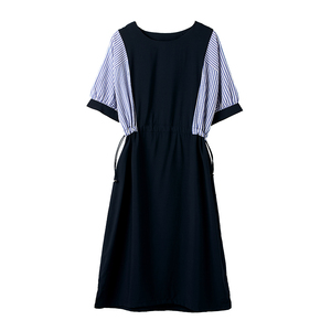 RM8097#新款时尚通勤休闲宽松韩版拼接撞色连衣裙女