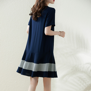 RM9821#蕾丝拼接荷叶边连衣裙女夏装2023新款宽松大码胖mm裙子