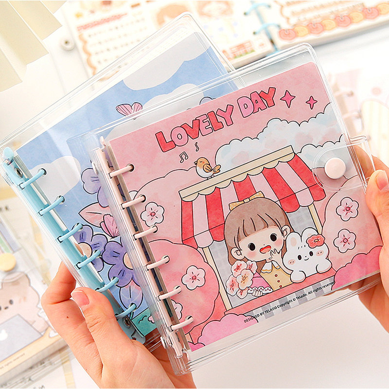 本软壳透明活页可拆笔记本子小学生可爱少女心ins风文艺小清新网红