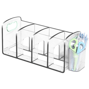 加厚亚克力透明书立桌面书架固定书本收纳盒书桌书夹桌上笔筒书立架学生放书本置物架挡板书夹立架放书支架