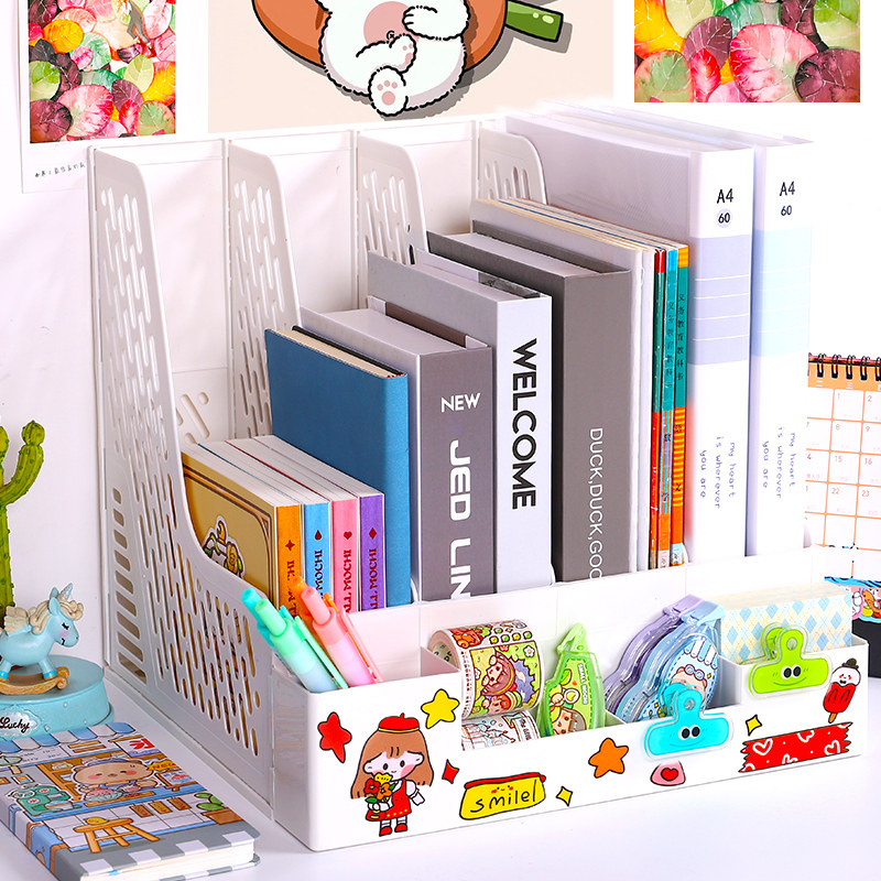 书架桌面书立架办公室a4文件收纳盒文件夹书立文件架文件栏档案资料