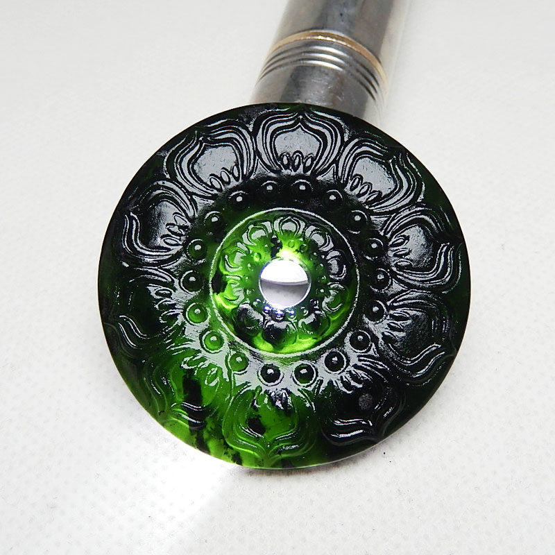 复古莲花圆环吊坠天然墨绿玉双面玉环玉坠男女款汉服腰佩玉石挂件