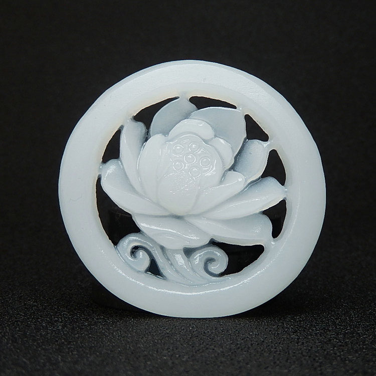 白玉镂空牡丹吊坠天然玉石富贵花开玉坠男女汉服配饰玉石项链挂件