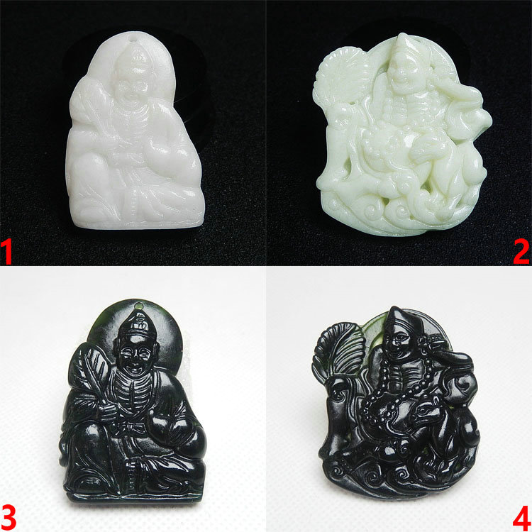 济公吊坠天然墨绿玉蓝田玉降龙罗汉玉坠男女玉石项链挂件玉佩配饰