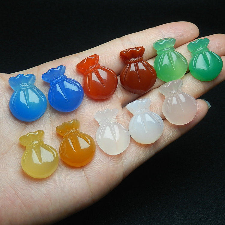 钱袋吊坠天然玉髓玛瑙钱袋子玉坠男女项链挂件玉石饰品配件玉吊坠