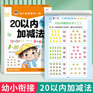 20以内加减法天天练幼小衔接教材全套一日一练幼儿园大班中班老师推荐 每日一练幼儿园学前班幼升小算术题描红本启蒙早教