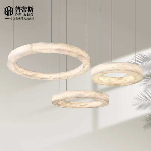 进口云石吊灯2026新款客厅主灯轻奢创意卧室书房设计师样板房灯具