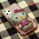 17适用iphone苹果16手机壳15镶钻pro水钻KT卡max通hello猫kitty闪