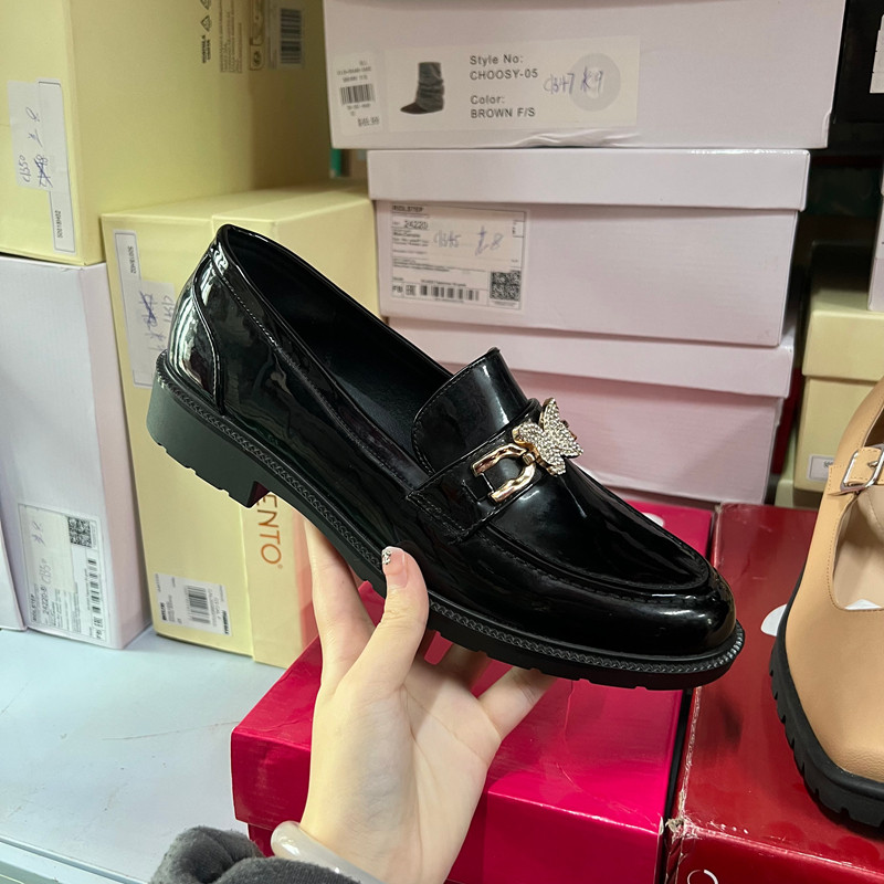 英伦风复古金属扣漆皮乐福鞋女一脚蹬圆头厚底小皮鞋黑色,女鞋,乐福鞋（豆豆鞋）,淘宝优惠券,粉丝福利购,淘宝优惠卷