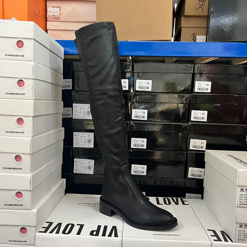 西班牙轻奢ZA原单出口圆头粗跟侧拉链过膝长靴女冬季,女鞋,骑士靴,淘宝优惠券,粉丝福利购,淘宝优惠卷