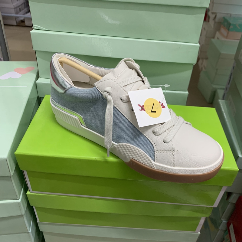 圆头系带舒适软面百搭牛仔小白鞋