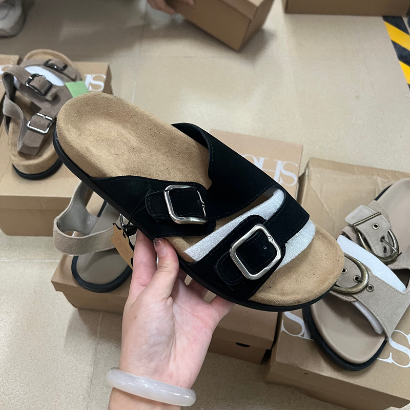 真皮！韩版时尚女鞋圆头厚底勃肯拖外穿方扣一脚蹬平底凉拖,女鞋,一字拖,淘宝优惠券,粉丝福利购,淘宝优惠卷