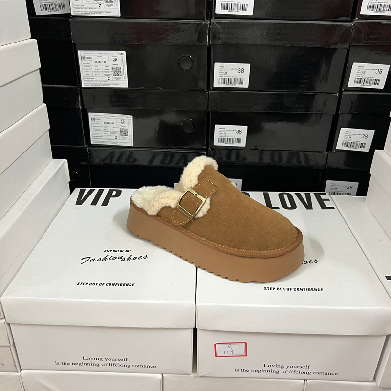 商场专g撤柜断码捡漏圆头厚底毛绒加绒保暖防滑勃肯鞋