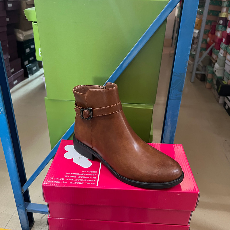 外贸原单出口时尚女鞋圆头低跟皮带扣短靴女冬季侧拉链短靴,女鞋,时装靴,淘宝优惠券,粉丝福利购,淘宝优惠卷