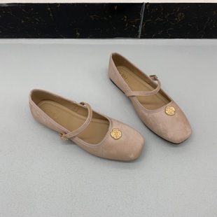 甜美~外贸原单方头一字带扣玛丽珍单鞋女百搭平底鞋软底休闲鞋