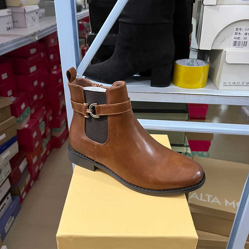 外贸原单出口时尚女鞋圆头低跟皮带扣切尔西靴女冬季短靴,女鞋,切尔西靴,淘宝优惠券,粉丝福利购,淘宝优惠卷